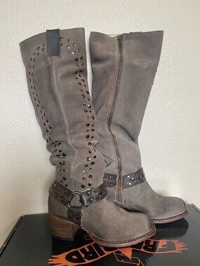 Freebird Daisy Taupe Knee-High Suede Boot - Size 7 (Runs Large)